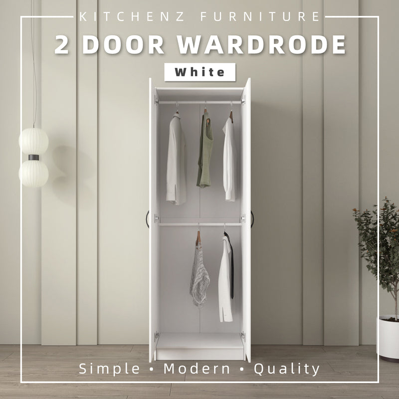 (EM) 2FT 2 Door Wardrobe Solid Board with Hanging Rod-HMZ-FN-WD-6000/6020/6050