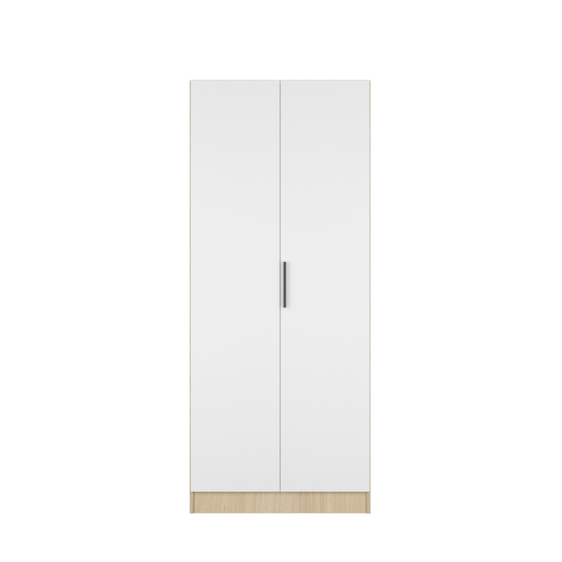 (EM) 192cm Height 2 Door Wardrobe With Matte Black Handle and Hanging Rod / Almari Baju / Almari Pakaian-HMZ-FN-WD-6419-SBH