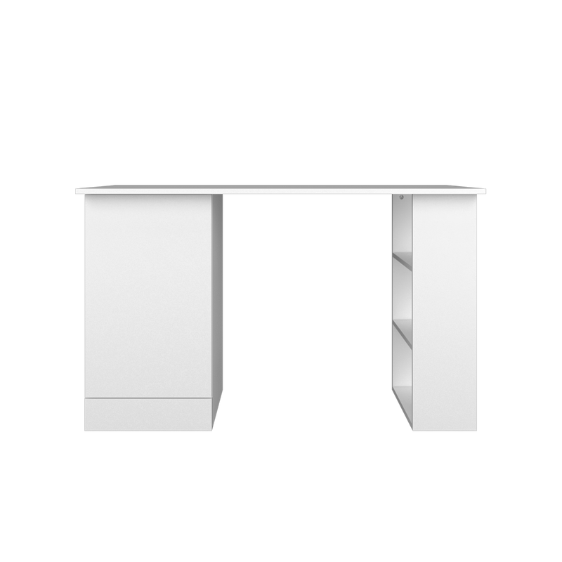 (EM) 3.9FT Study Desk Writing Table Office Table 1 Door + 3 Open Storage Left/Right White - HMZ-FN-WT-2005