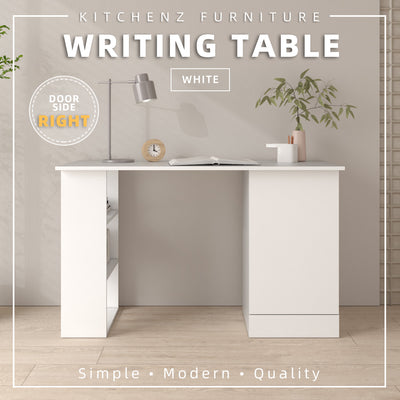 (EM) 3.9FT Study Desk Writing Table Office Table 1 Door + 3 Open Storage Left/Right White - HMZ-FN-WT-2005