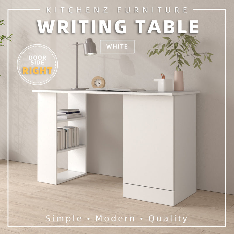 (EM) 3.9FT Study Desk Writing Table Office Table 1 Door + 3 Open Storage Left/Right White - HMZ-FN-WT-2005