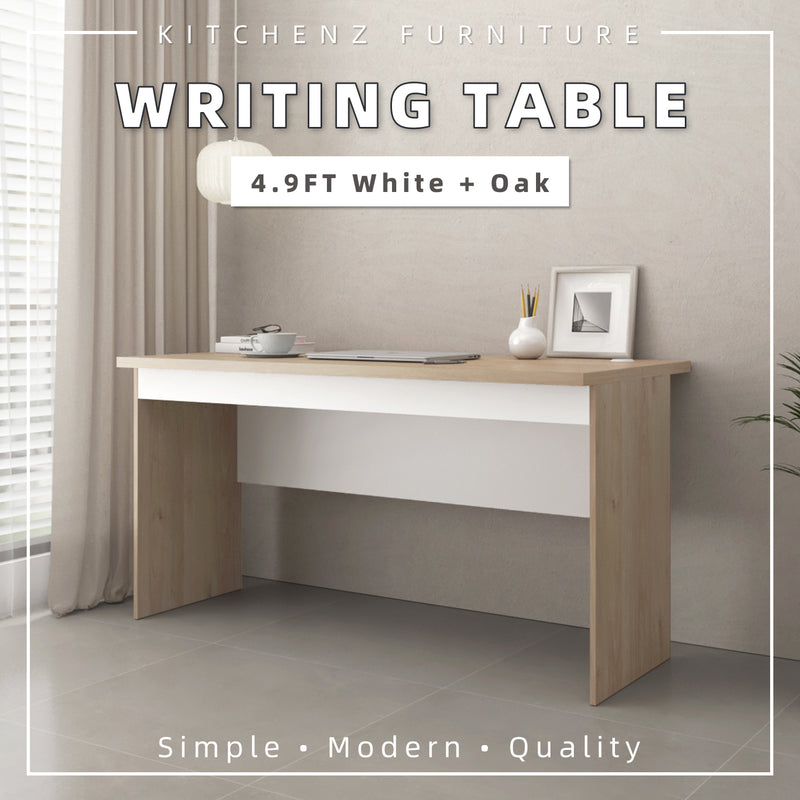 (EM) [FREE Shipping] 3.9FT/4.9FT/5.9FT Full Melamine Office Table Writing Table Study Table With Cable Grommets Desk - M2804/M2805/M2806