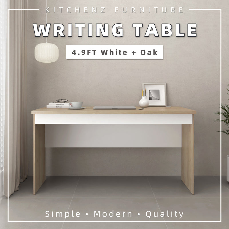 (EM) 3.9FT/4.9FT/5.9FT Full Melamine Writing Table Study Table with Cable Grommets Desk - M2804/M2805/M2806