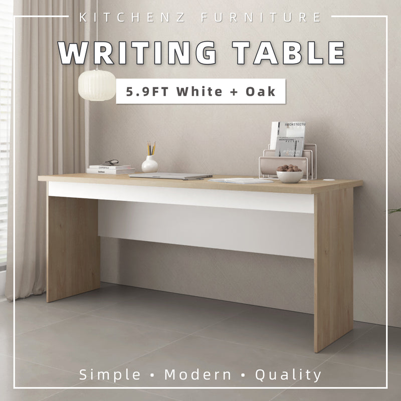 (FREE Shipping) 3.9FT/4.9FT/5.9FT Full Melamine Office Table Writing Table Study Table with Cable Grommets Desk - M2804/M2805/M2806