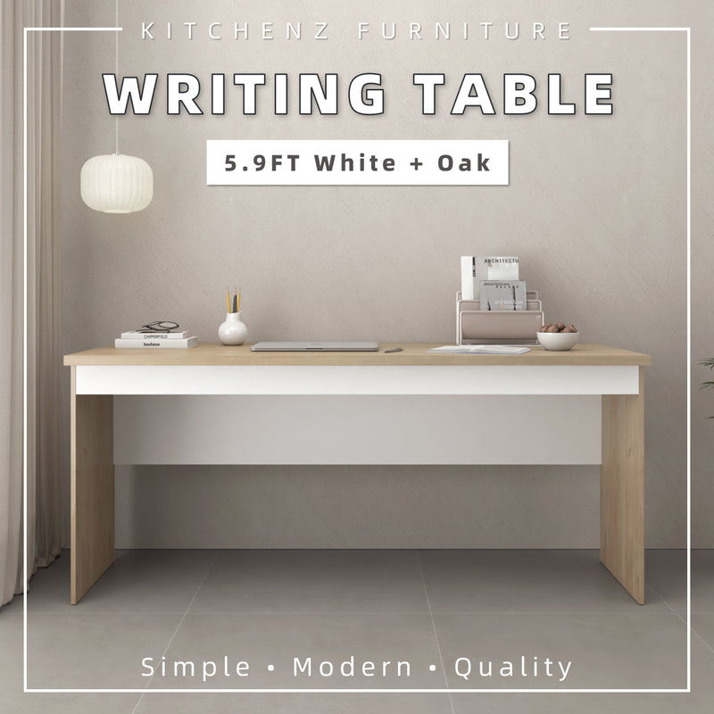 3.9FT/4.9FT/5.9FT Full Melamine Writing Table Study Table with Cable Grommets Desk - M2804/M2805/M2806