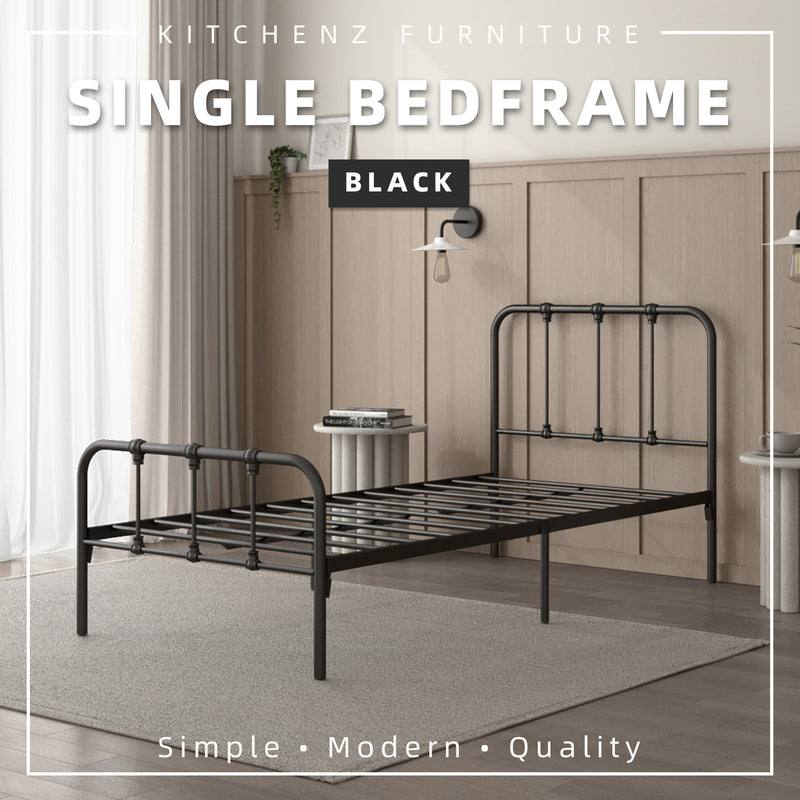 (EM) 6.2FT 3V Single Size Powder Coat Metal Bed Frame-3VFY900/0017