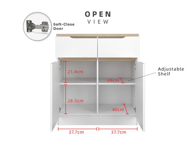 (EM) [FREE Shipping] 2.6FT Sinowa Series Full Melamine Kitchen Cabinets Base Unit  / Kitchen Storage-HMZ-KBC-M9285-LH+WT