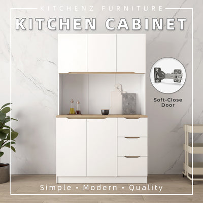 (EM) 4FT Sinowa Pro Series Full Melamine Kitchen Cabinet Tall Unit / Kitchen Storage - HMZ-KTC-M2215-LH+WT