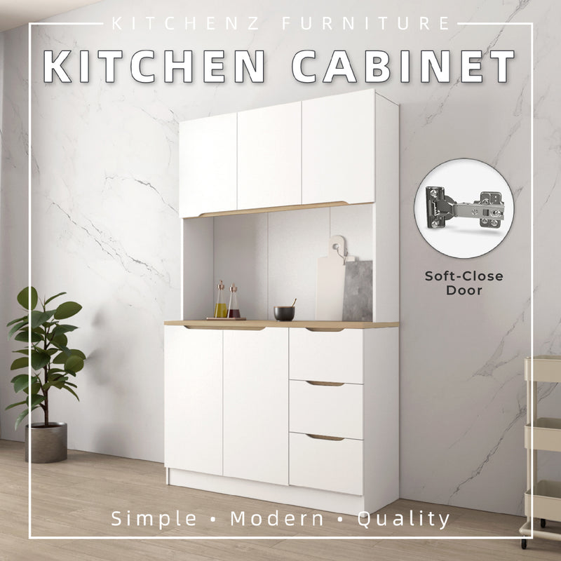 (EM) 4FT Sinowa Pro Series Full Melamine Kitchen Cabinet Tall Unit / Kitchen Storage - HMZ-KTC-M2215-LH+WT