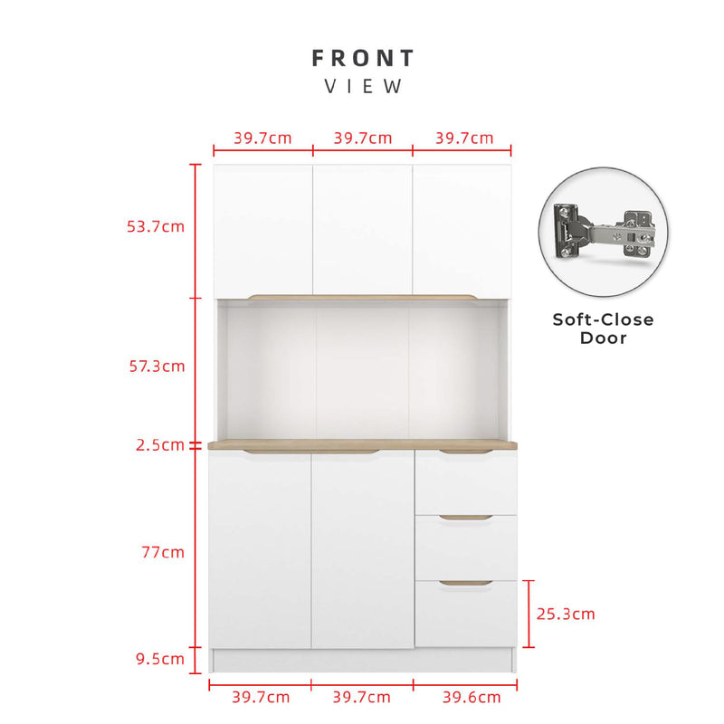 (EM) 4FT Sinowa Pro Series Full Melamine Kitchen Cabinet Tall Unit / Kitchen Storage - HMZ-KTC-M2215-LH+WT