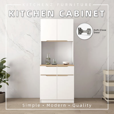 (FREE Shipping) 2.6FT Sinowa Pro Series Full Melamine Kitchen Cabinet Tall Unit / Kitchen Storage - HMZ-KC-M2085-WT