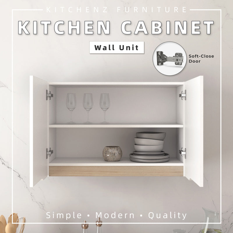 (EM) 2.6FT Sinowa Series Full Melamine Kitchen Cabinet Wall Unit / Kitchen Storage-HMZ-KWC-M6215-LH+WT