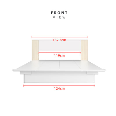 [COMBO] Jordan Alexi Simona Combo Set Queen Bed Frame / 3 Doors Wardrobe / Side Table / Coffee Table / TV Cabinet / Display Cabinet-Oak+White/Black