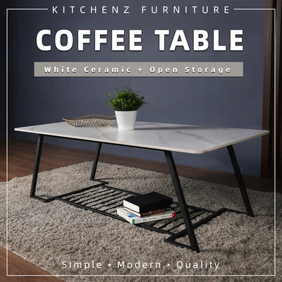 (FREE Shipping & FREE Installation) 4FT Coffee Table / Ceramic / Open Storage / Metal Leg - HMZ-FN-CT-M5801/M5802