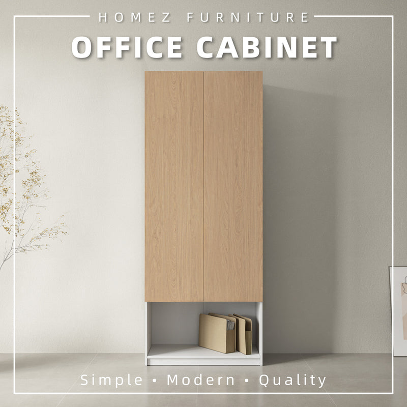 Office Cabinet 2.6FT x 6.5FT Tall Soft Close Doors/Open Shelves Storage Melamine - M1801,M1802,M1803