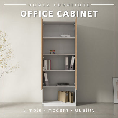 Office Cabinet 2.6FT x 6.5FT Tall Soft Close Doors/Open Shelves Storage Melamine - M1801,M1802,M1803