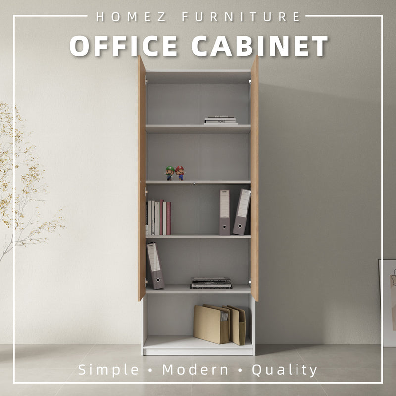 Office Cabinet 2.6FT x 6.5FT Tall Soft Close Doors/Open Shelves Storage Melamine - M1801,M1802,M1803