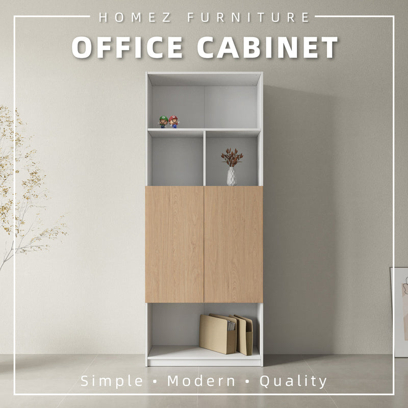 Office Cabinet 2.6FT x 6.5FT Tall Soft Close Doors/Open Shelves Storage Melamine - M1801,M1802,M1803