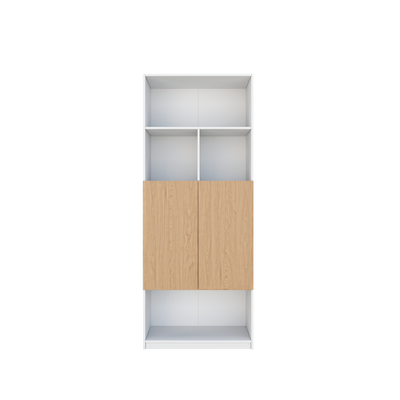 Office Cabinet 2.6FT x 6.5FT Tall Soft Close Doors/Open Shelves Storage Melamine - M1801,M1802,M1803