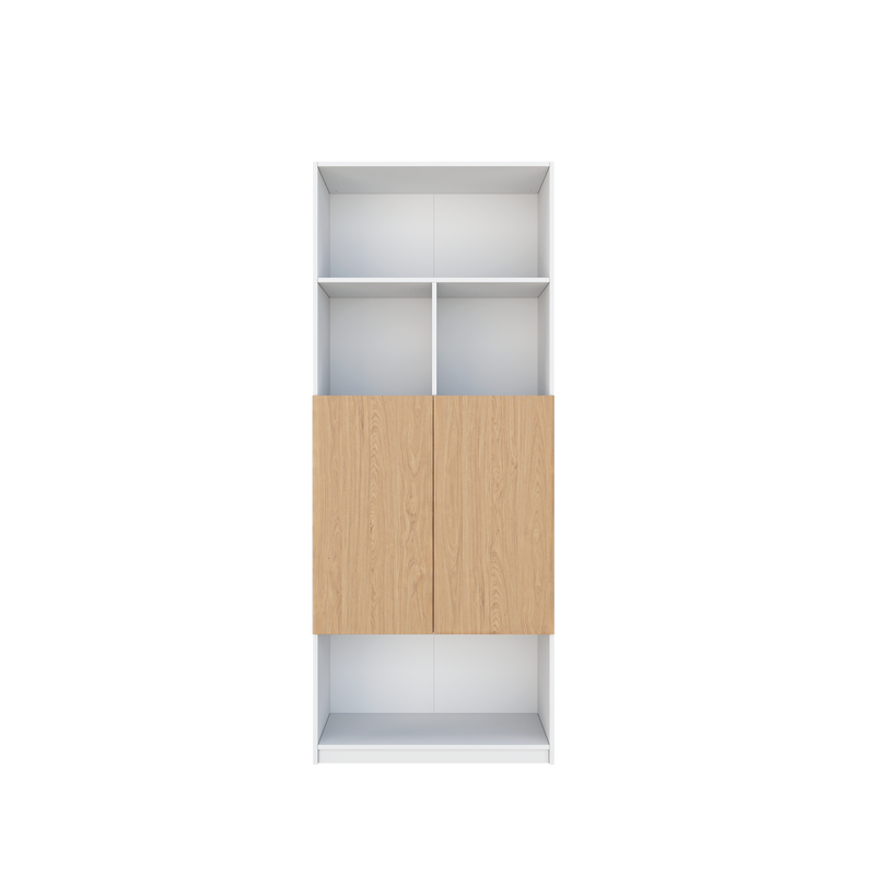 Office Cabinet 2.6FT x 6.5FT Tall Soft Close Doors/Open Shelves Storage Melamine - M1801,M1802,M1803