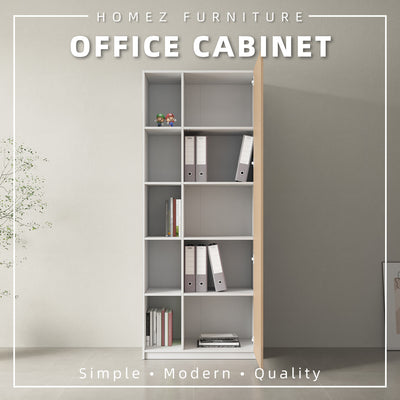 Office Cabinet 2.6FT x 6.5FT Tall Soft Close Doors/Open Shelves Storage Melamine - M1801,M1802,M1803