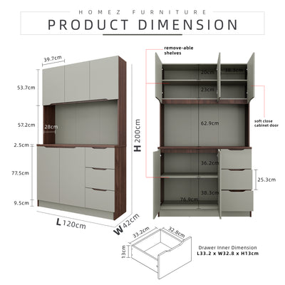 (Free Shipping) 4FT Cedar Series Full Melamine Tall Unit Kitchen Cabinet with Soft Close Door - M2315-FW+CR-GRP