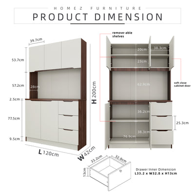 (Free Shipping) 4FT Cedar Series Full Melamine Tall Unit Kitchen Cabinet with Soft Close Door - M2315-FW+CR-GRP