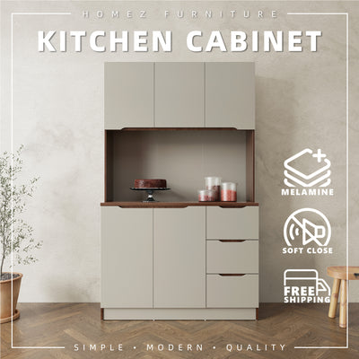 (Free Shipping) 4FT Cedar Series Full Melamine Tall Unit Kitchen Cabinet with Soft Close Door - M2315-FW+CR-GRP