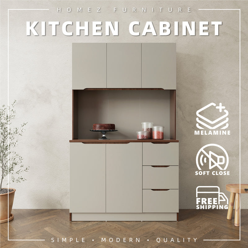 (Free Shipping) 4FT Cedar Series Full Melamine Tall Unit Kitchen Cabinet with Soft Close Door - M2315-FW+CR-GRP