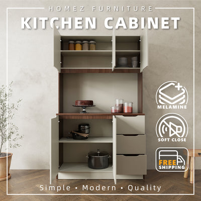 (Free Shipping) 4FT Cedar Series Full Melamine Tall Unit Kitchen Cabinet with Soft Close Door - M2315-FW+CR-GRP