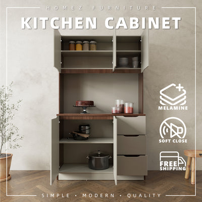 (Free Shipping) 4FT Cedar Series Full Melamine Tall Unit Kitchen Cabinet with Soft Close Door - M2315-FW+CR-GRP