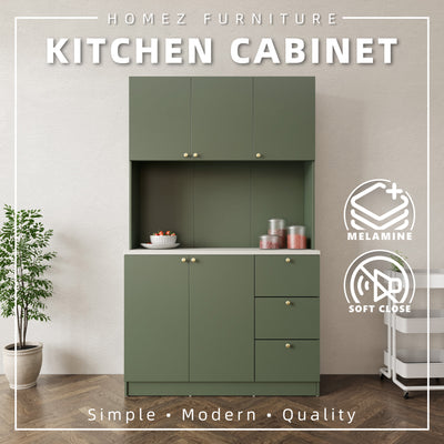 (EM) 2.6FT Canyon Series Full Melamine Tall Unit Kitchen Cabinet with Soft Close Door - M2485-GN+CR-GRP-SBH