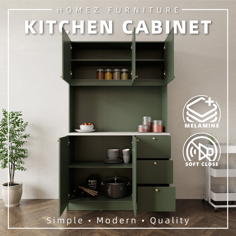 (EM) 2.6FT Canyon Series Full Melamine Tall Unit Kitchen Cabinet with Soft Close Door - M2485-GN+CR-GRP-SBH