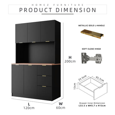 (FREE Shipping) 4FT Layra Series Full Melamine 3 Door Soft Close Kitchen Cabinet Tall Unit - M2565