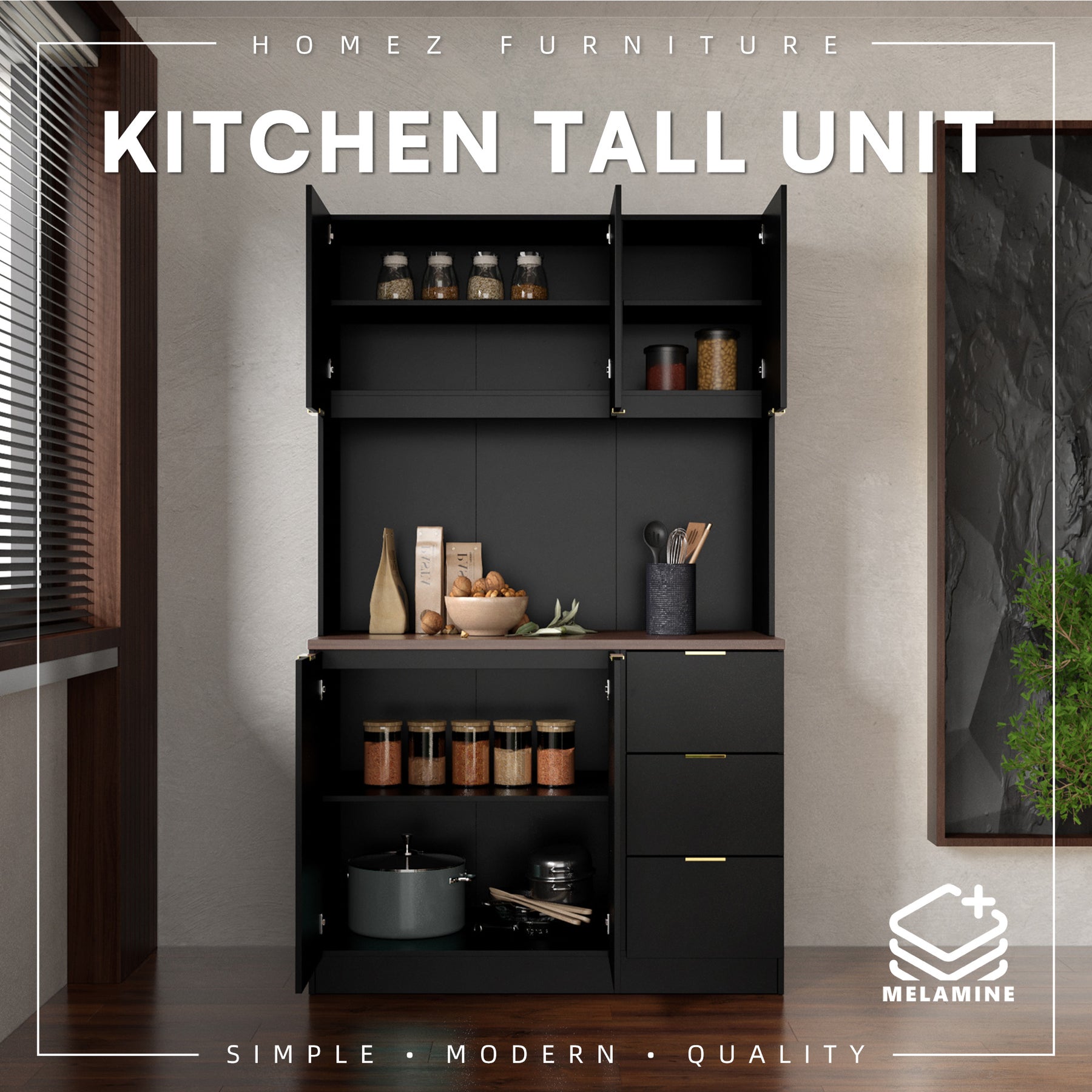 Layra Kitchen Table (EM) 4FT Layra Series Full Melamine 3 Door Soft Close Kitchen Cabinet ...
