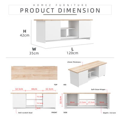 4FT Sandra Series Full Melamine TV Cabinet - M5804