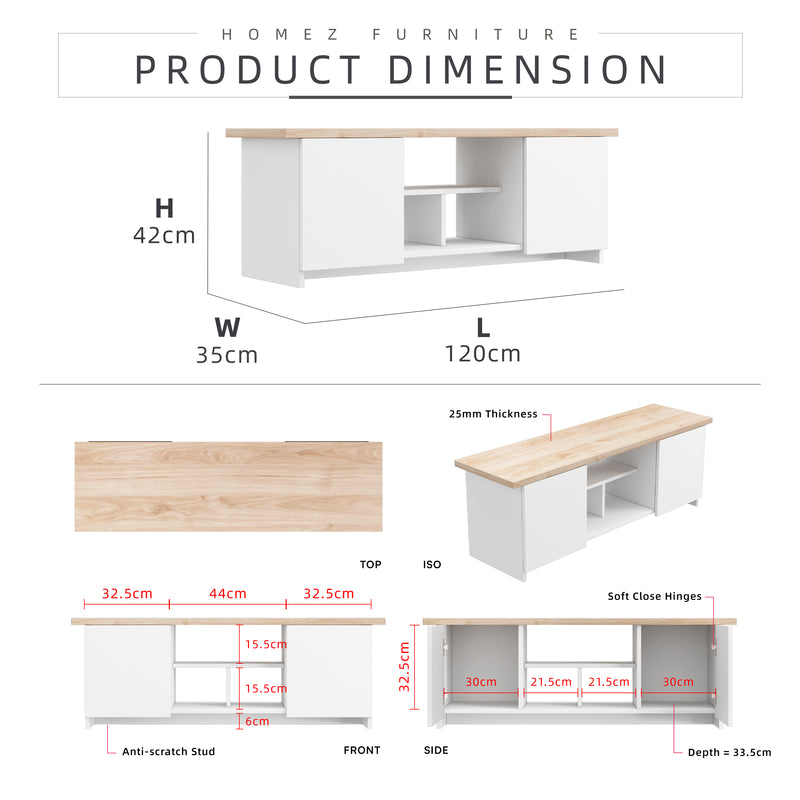 4FT Sandra Series Full Melamine TV Cabinet - M5804