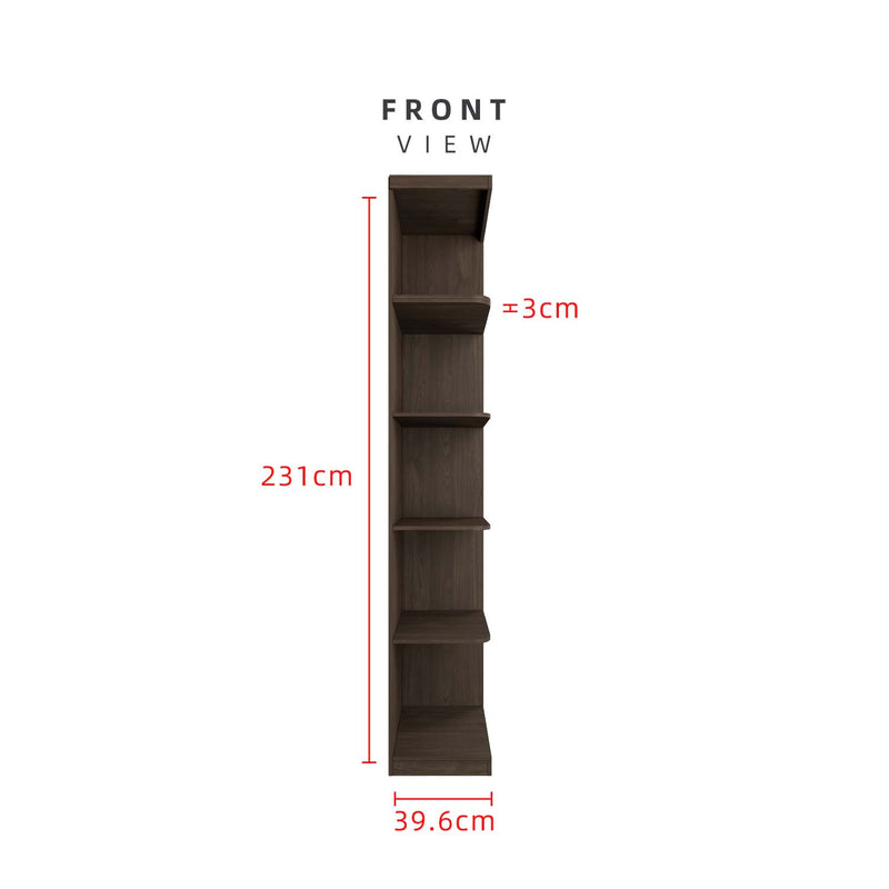 (FREE Shipping & FREE Installation) 8x8FT Melamine Sliding Wardrobe Bronze Frame Dark Brown Anti Jump 5 Tier Corner Cabinet Almari Baju Almari Pakaian Kabinet Tepi Almari