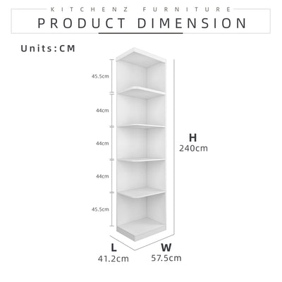 [FREE Shipping & FREE Installation] 5-Tier Melamine Multipurpose Side Cabinet Corner Shelves Wardrobe for 5x8 / 6x8 / 8x8 Sliding Wardrobe