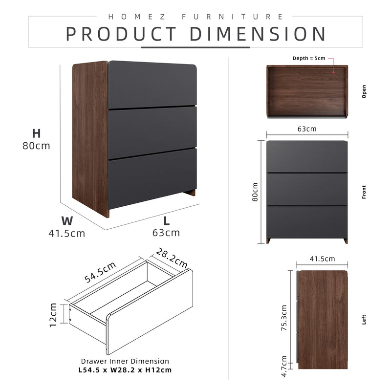 Molten Series Full Melamine Chest Drawer - M7777-FW+GY