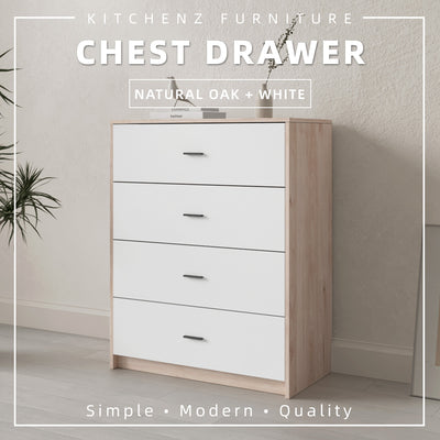 2.6FT Alona Series 4 Layer Full Melamine Chest Drawer with Handle Bedroom Series - HMZ-FN-CD-M7801-LH+WT