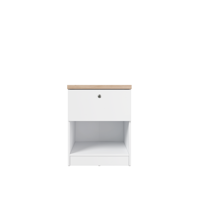 Alona Series Melamine Side Table Lockable Drawer with Open Storage - M7995