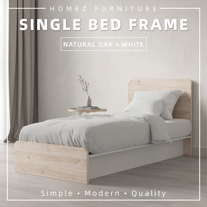 (EM) 6.4FT Alona series Single Bed Frame / Headboard Full Melamine - BF-M8808-LH+WT-SBH