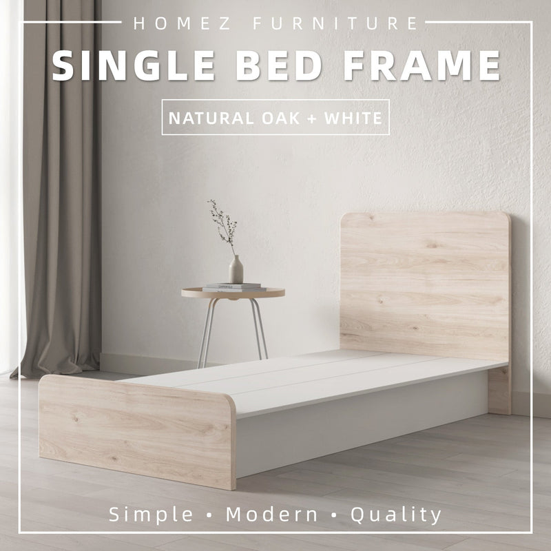 (EM) 6.4FT Alona series Single Bed Frame / Headboard Full Melamine - BF-M8808-LH+WT-SBH