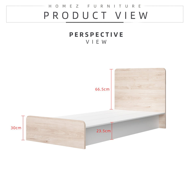 (EM) 6.4FT Alona series Single Bed Frame / Headboard Full Melamine - BF-M8808-LH+WT-SBH