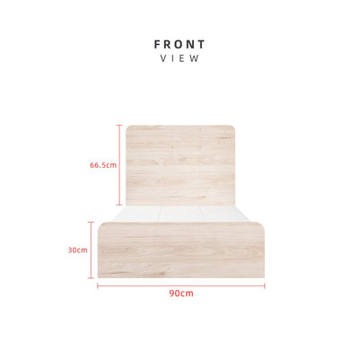 (EM) 6.4FT Alona series Single Bed Frame / Headboard Full Melamine - BF-M8808-LH+WT-SBH