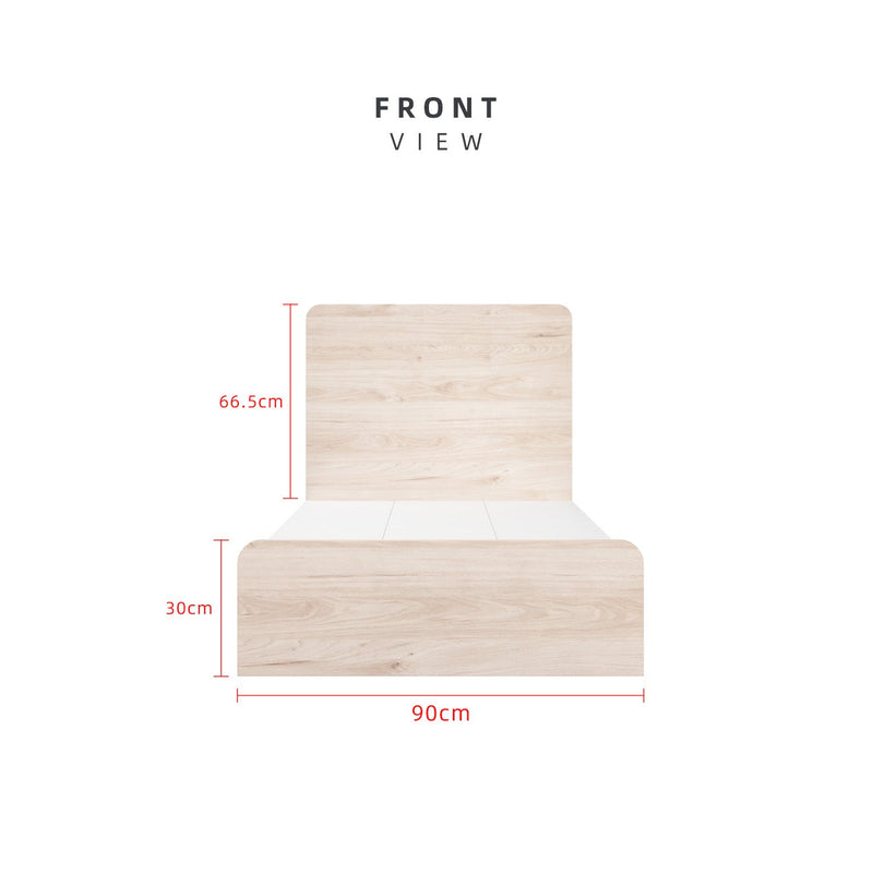 (FREE Shipping) 6.4FT Alona series Single Bed Frame / Headboard Full Melamine - BF-M8808-LH+WT