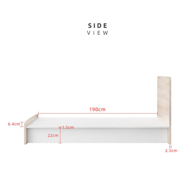 (EM) 6.4FT Alona series Single Bed Frame / Headboard Full Melamine - BF-M8808-LH+WT-SBH