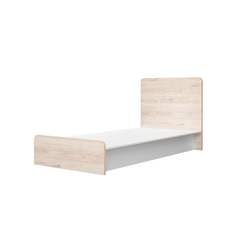 6.4FT Alona series Single Bed Frame / Headboard Full Melamine - BF-M8808-LH+WT