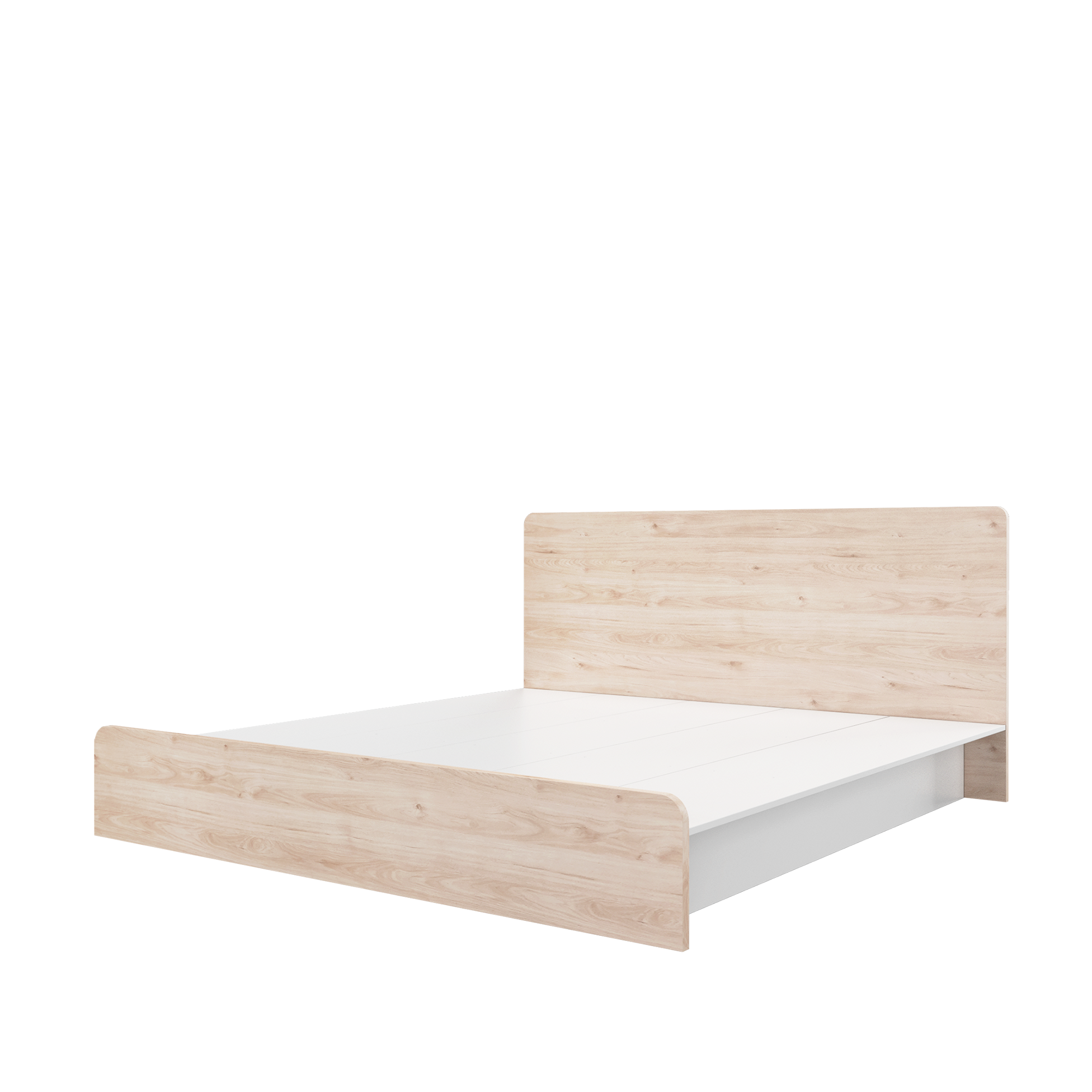 Alona Series King Bed Frame Full Melamine Modern Natural Oak White - M ...